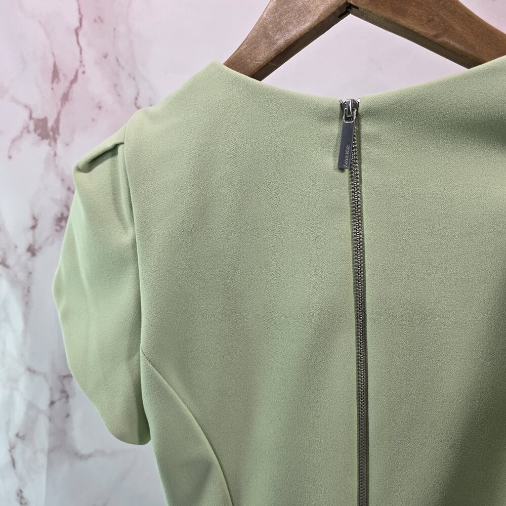 Calvin Klein Dress Women 4 Small Green Scuba Tulip Puff Sleeve Pale Light Pastel - Picture 6 of 13